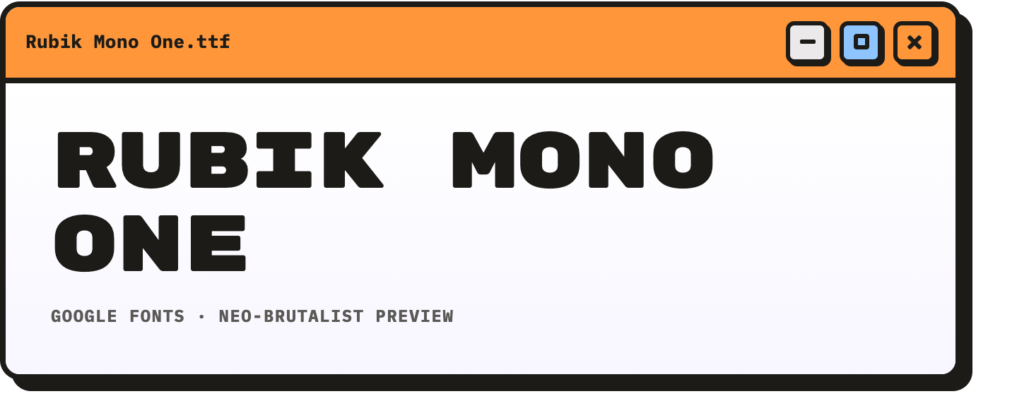 Rubik Mono One font preview in OS window chrome