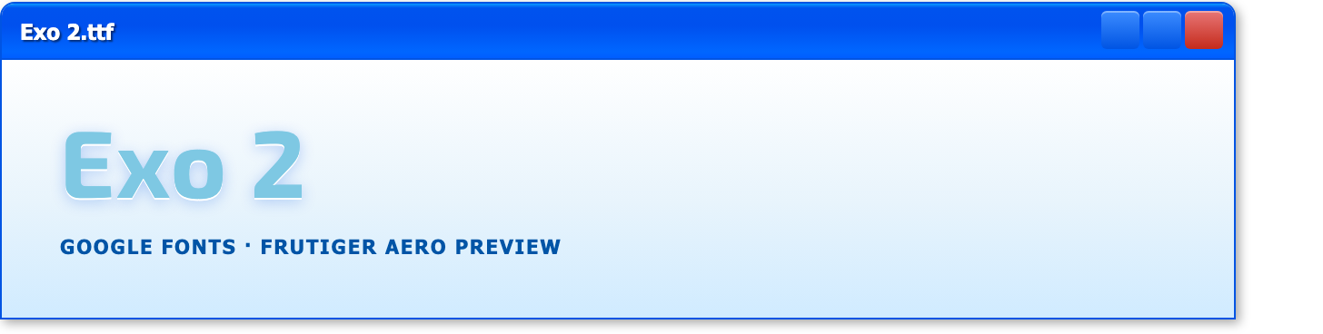 Exo 2 font preview in XP window chrome