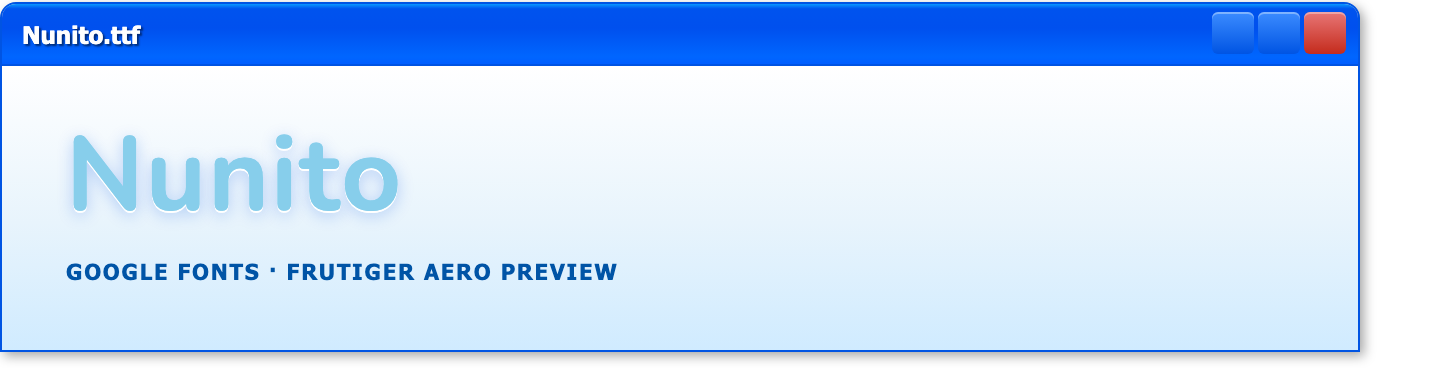 Nunito font preview in XP window chrome