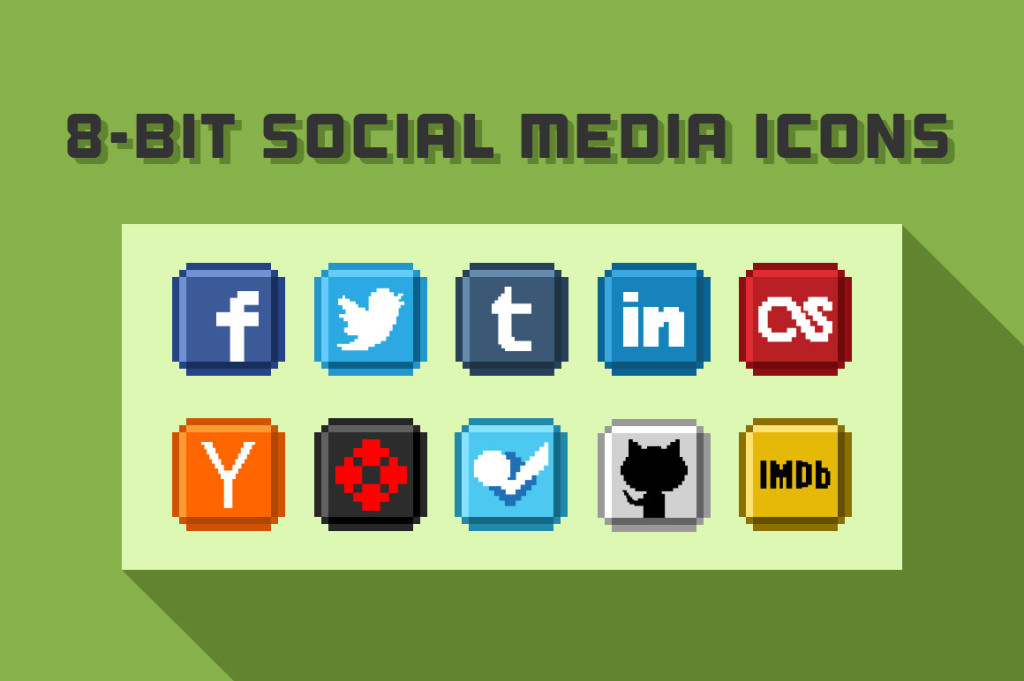 8 Bit Social Media Icons