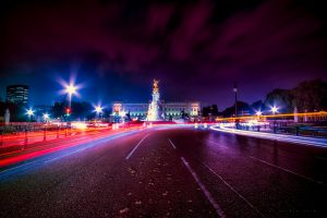 Traffic at night with long-exposure effect